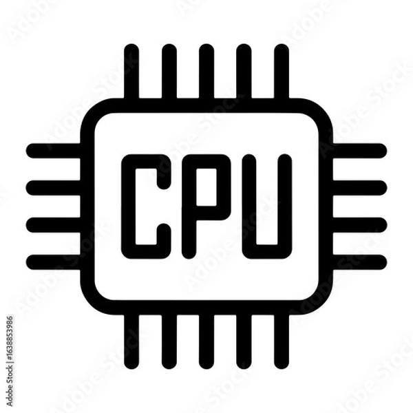 Fototapeta Central processing unit icon processor computer chip