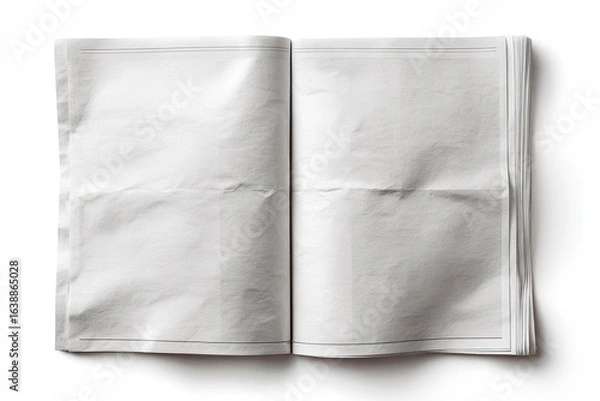 Fototapeta Open blank newspaper spread, top view