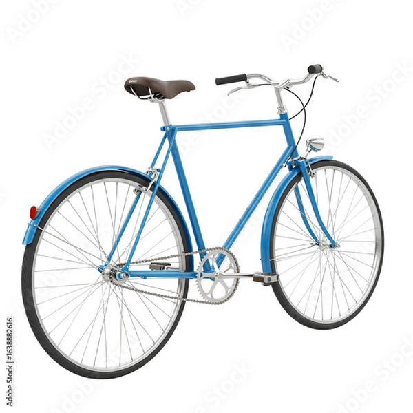 Fototapeta Isolated Blue Bicycle Illustration on Black Background with Chrome and Details
