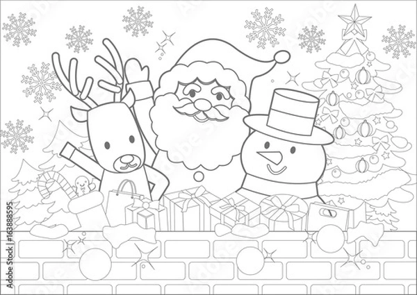 Fototapeta クリスマスぬりえ