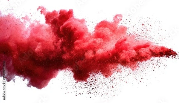 Fototapeta Red powder explosion, white background, studio shot, design element