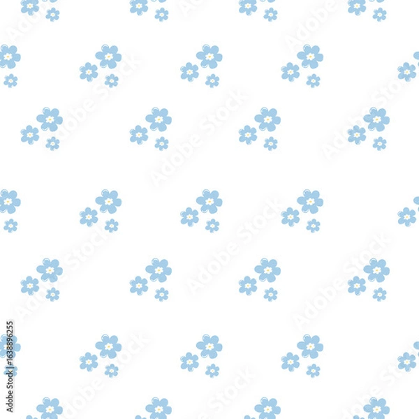 Fototapeta Seamless Floral Pattern with Small Blue Flowers