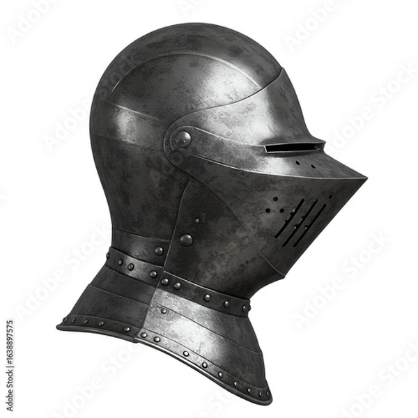 Fototapeta Realistic 3D Rendered Medieval Knight Helmet Isolated on Transparent Background