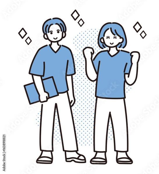 Fototapeta 研修医の全身イラスト