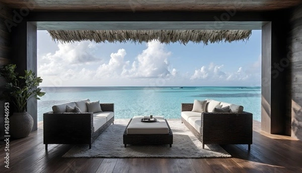 Fototapeta Stylish and luxurious overwater villa
