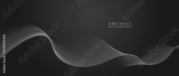 Fototapeta Minimal dark grey background with smooth flowing wave lines, ideal for luxury branding and presentations.