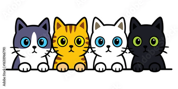 Obraz Cat kitten sitting icon set line banner