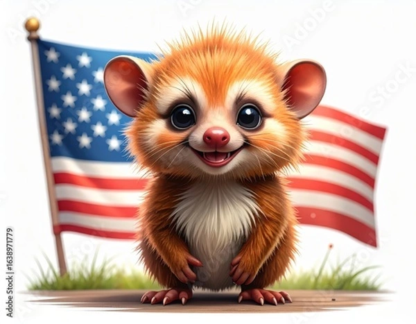 Fototapeta A cute cartoon bush baby. Adorable animated galago primate fauna wildlife illustration african mammal.