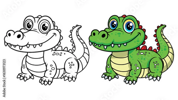 Fototapeta Cute crocodile cartoon coloring