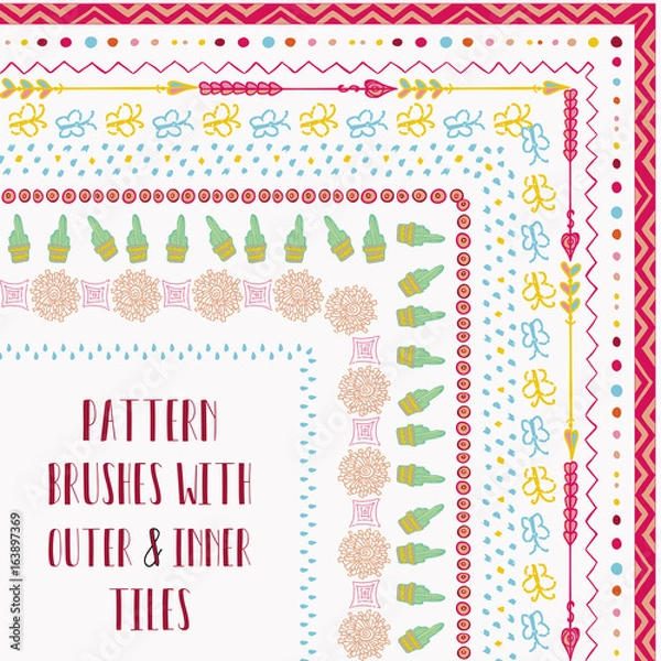 Fototapeta Vector Pattern Brushes with Outer and Inner Corner Tiles