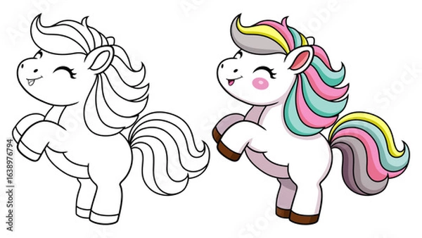 Obraz Cute horse cartoon coloring