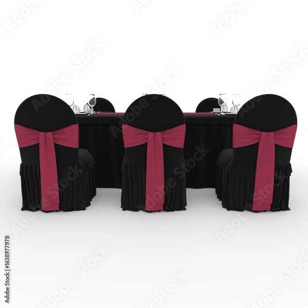 Fototapeta 3d render Banquet Table and Chair design element Furniture