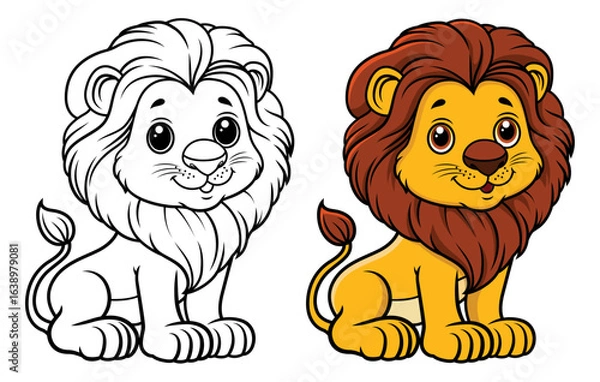 Obraz Cute lion cartoon coloring