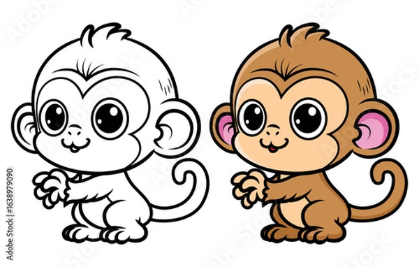Obraz Cute monkey cartoon coloring