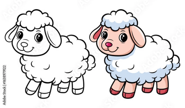 Obraz Cute sheep cartoon coloring