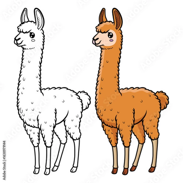 Obraz Cute Vicuna cartoon Coloring