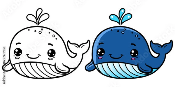 Obraz Cute whale cartoon coloring
