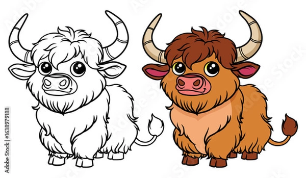 Obraz Yak cartoon coloring 