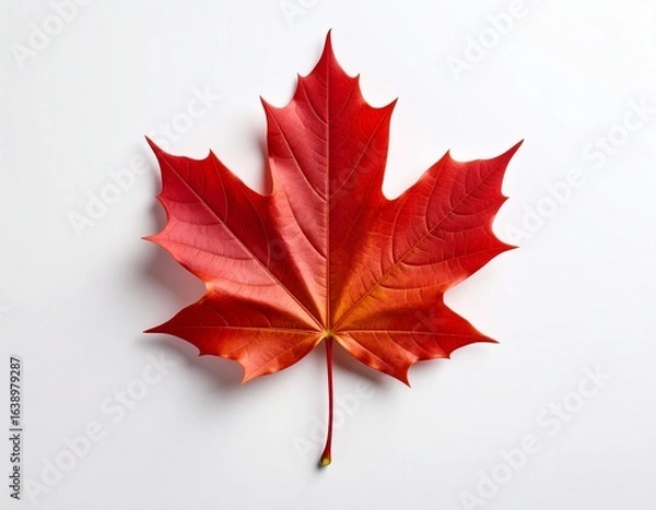 Obraz Red Maple Leaf on White – Minimalist Autumn