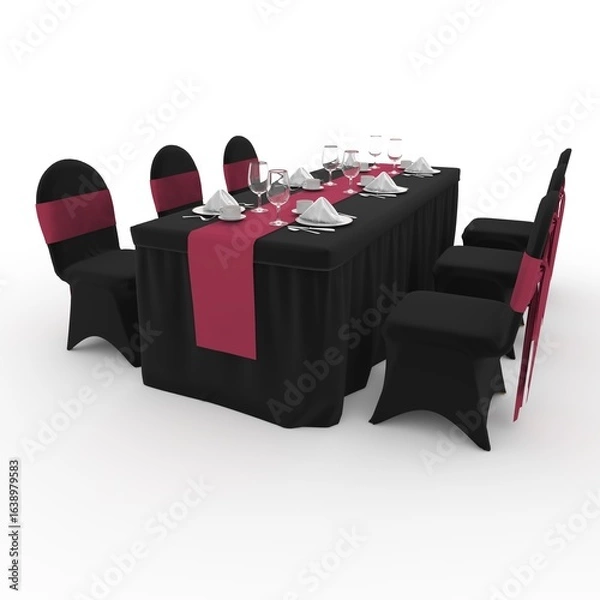 Fototapeta 3d render Banquet Table and Chair design element Furniture
