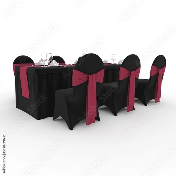 Fototapeta 3d render Banquet Table and Chair design element Furniture
