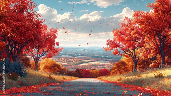 Obraz Vibrant Autumn Landscape with Colorful Foliage