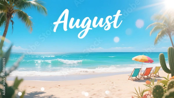 Fototapeta tropical beach with palm tree