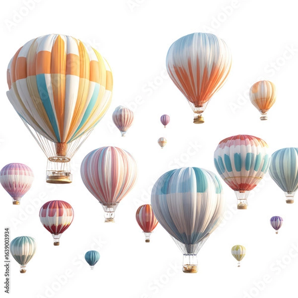 Fototapeta Colorful hot air balloons floating over a dark sky