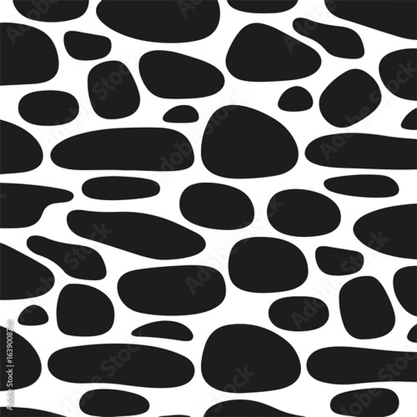 Fototapeta Silhouette Style Vector Common Stone Pattern Design – Minimal Geometric Rock Texture for Architecture, Interior, Flooring, and Wall Background, Monochrome Abstract Stonework Graphic for Print, Web, an