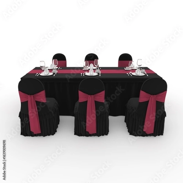 Fototapeta 3d render Banquet Table and Chair design element Furniture