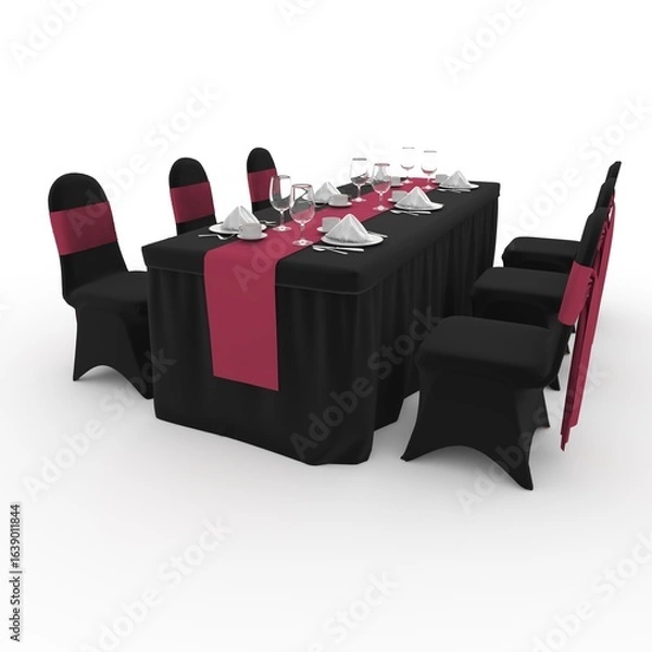 Fototapeta 3d render Banquet Table and Chair design element Furniture