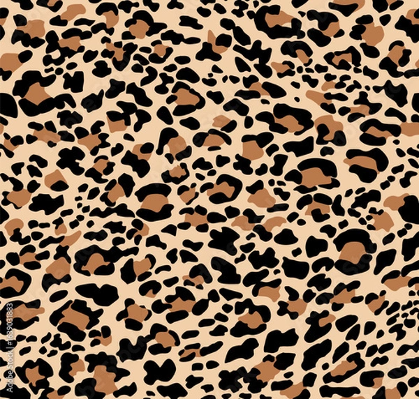 Fototapeta Leopard print. seamless background. Animal skin background with colorful spots on a beige background. Abstract texture of exotic jungle. Repeat design for decor, fabric, textiles, wallpaper	