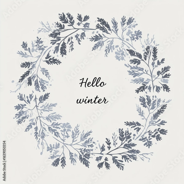 Fototapeta Hello Winter Christmas card with snowflakes