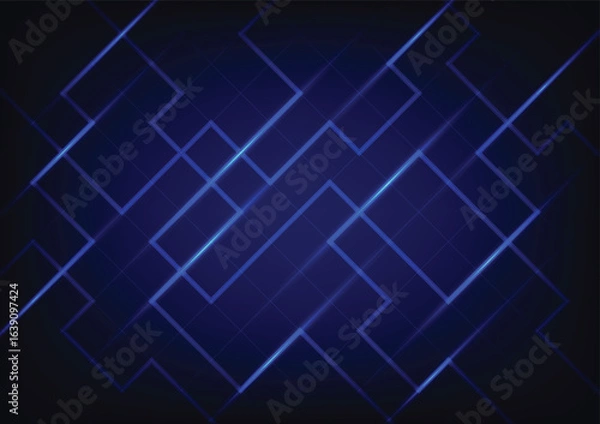 Fototapeta Tech art blue line abstract modern background