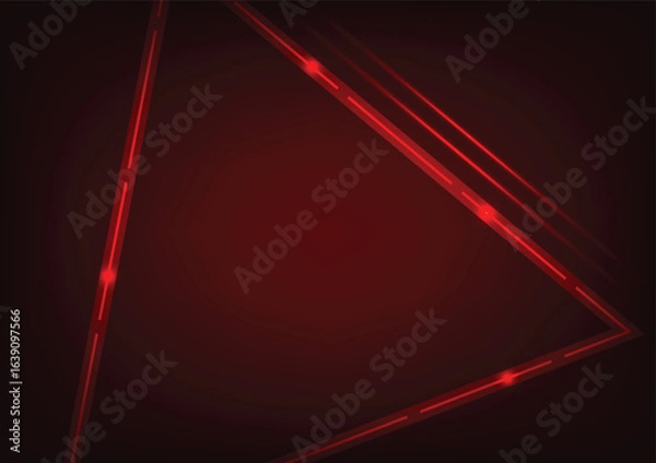 Fototapeta Tech triangle red line dark background
