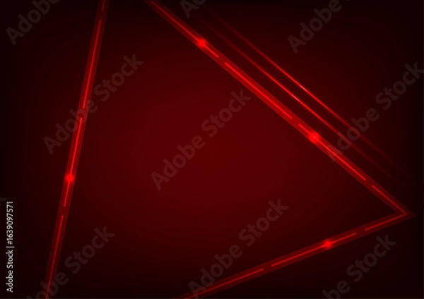 Fototapeta Tech triangle red line dark background