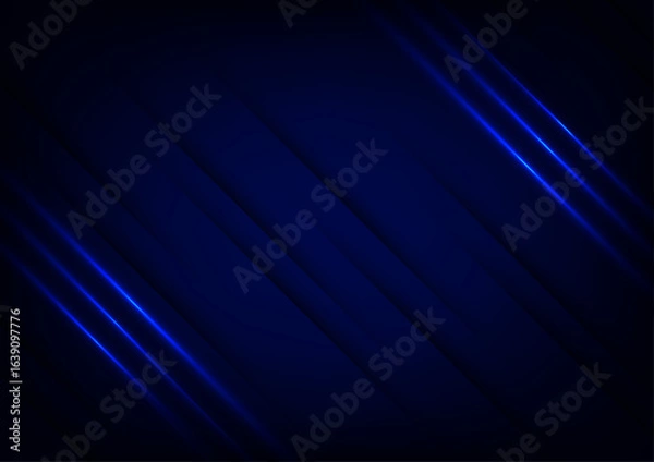 Fototapeta Abstract modern blue line pattern dark background