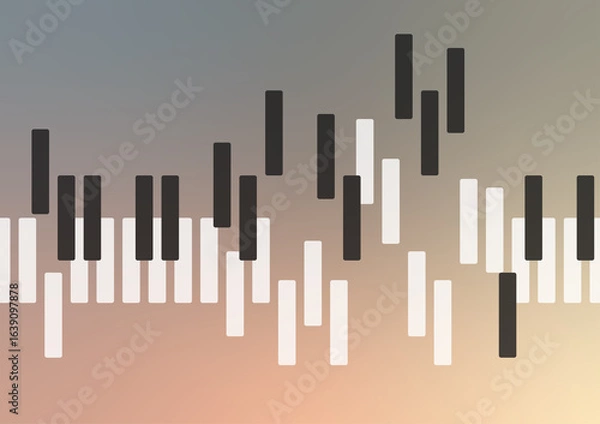 Obraz Graphic piano square shape brown background