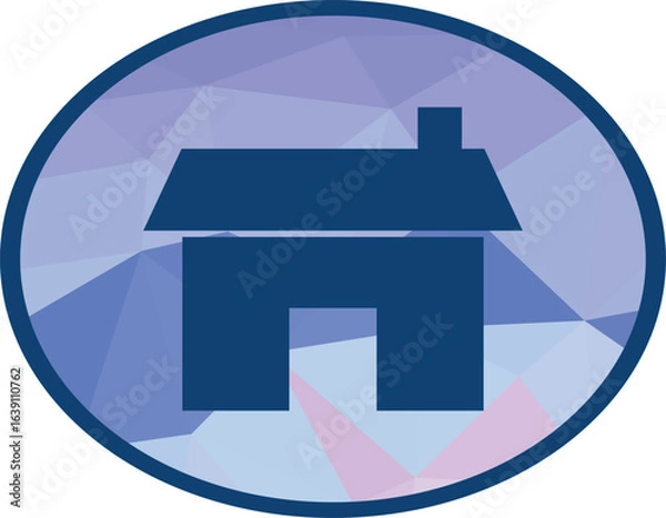 Obraz Minimal house icon with a modern geometric background, perfect for real estate branding, property listings, construction businesses, and home-related digital or print projects