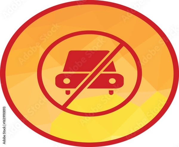 Obraz No parking sign with clear prohibition of car access, perfect for traffic rules, road safety materials, urban planning projects, driving school visuals, and parking restriction illustrations