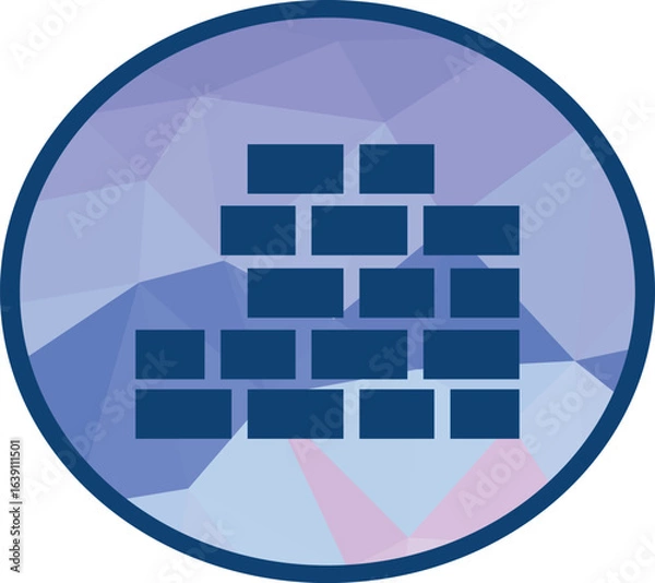 Obraz Brick wall icon within a geometric circle. Ideal for construction branding, masonry services, architectural projects, home renovation, and building material advertisement