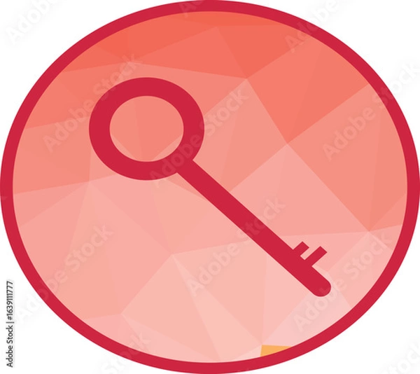 Obraz Key icon representing security, access, and unlocking. Ideal for digital security apps, password management, real estate, access control systems, and locksmith services branding