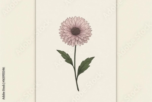 Fototapeta A delicate pink daisy stands out against a subtle beige background, symbolizing gentle beauty and grace