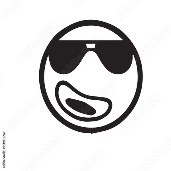 Obraz A funny cartoon monster with a smiley face and glasses is a comic vector character illustration