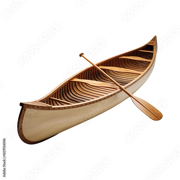 Obraz Classic Wooden Canoe with Paddle PNG
