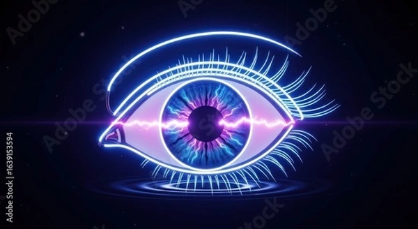 Obraz Neon Eye with Energy Bolt: Abstract Visionary Art