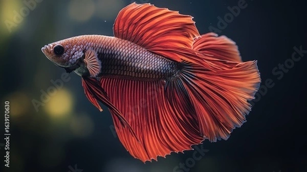 Fototapeta Red betta fish in profile view