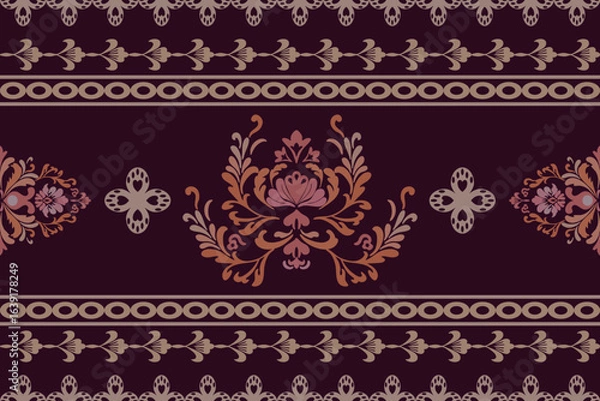 Fototapeta Vintage floral background with ornate gold decorative border pattern