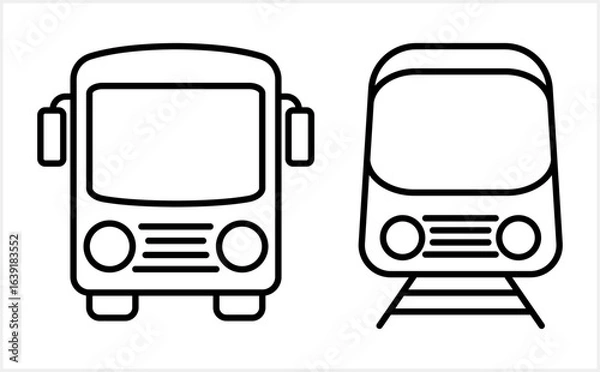 Fototapeta Doodle transport icon isolated. Outline train, subway, bus clipart. Sketch vector stock illustration