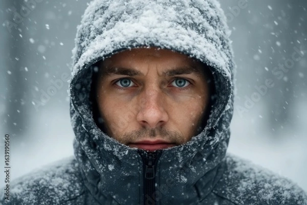 Fototapeta A Moment of Reflection in the Snowfall